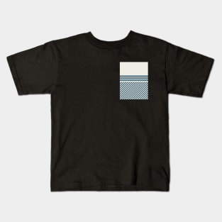 Geometric blue beige pattern abstract lines Kids T-Shirt